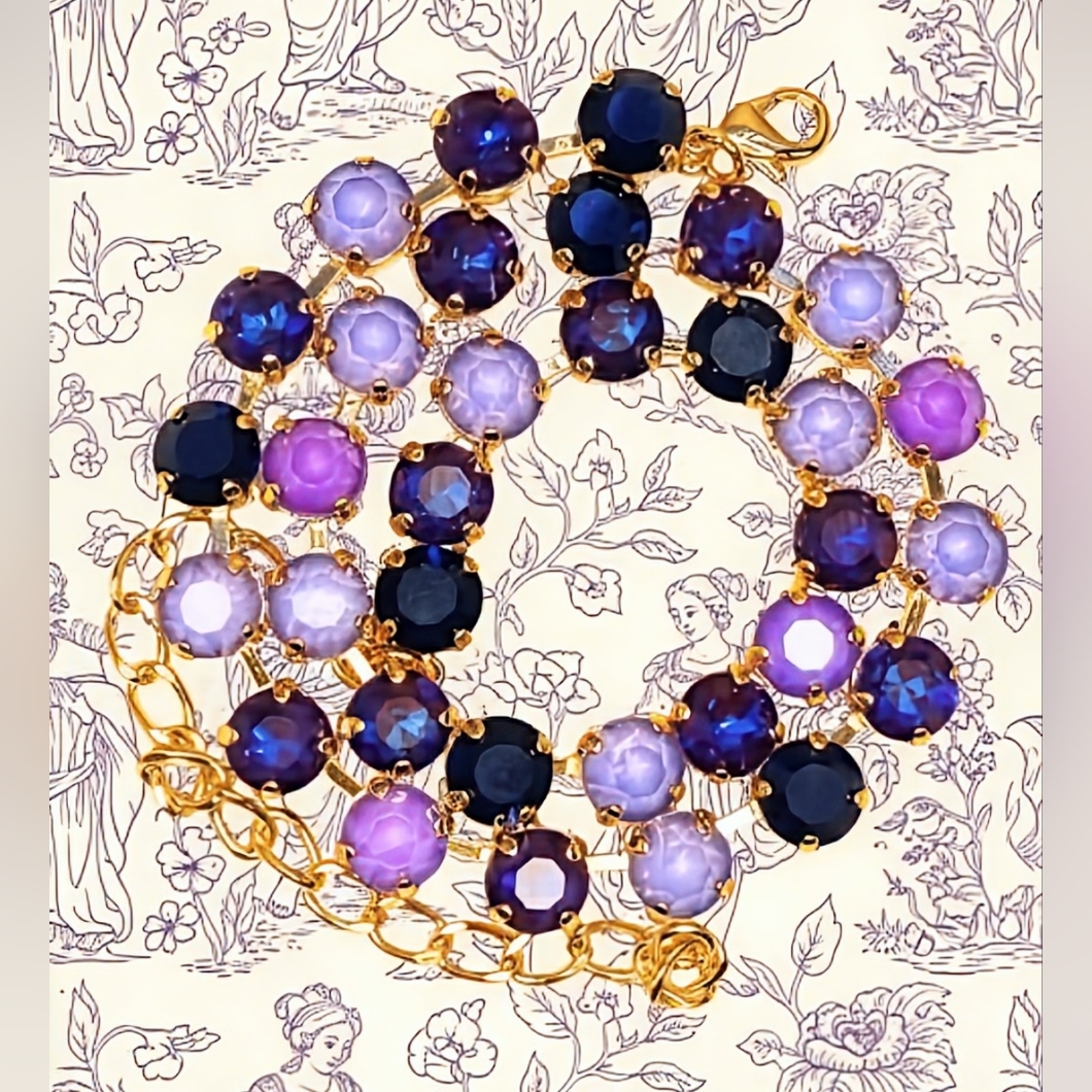 Purple Ube Velvet Cake Premium Crystals In 18k Gold Plated Classic Necklace
